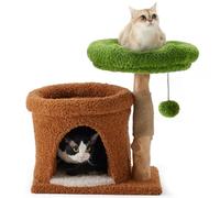 FUKUMARU Petit Arbre à Chat, Tour à Chatons de Style Plante avec griffoir Unique en Bois Massif, Joli griffoir pour Chat avec lit Doux pour Chatons et Chats d'intérieur