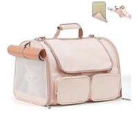 FUKUMARU Sac de Transport pour Chat, 4 fenêtres en Maille, 4 Poches de Rangement, Sac de Voyage pour Chat de Moins de 20 kg, approuvé par Les compagnies aériennes, Housse Enroulable pour Chats