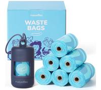 FUKUMARU Sacs à Crottes pour Chiens, Sacs à déjections Canines pour Chien, 120 Sacs à Motif Courant avec Porte-sac et Distributeur avec Attache pour Laisse, Bleu Foncé