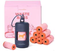 FUKUMARU Sacs à Crottes pour Chiens, Sacs à déjections canines pour chien, 120 Sacs Parfum Rose avec Porte-sac et Distributeur avec Attache pour Laisse, Sacs à Motif de Course, Bleu Foncé
