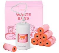 FUKUMARU Sacs à Crottes pour Chiens, Sacs à déjections canines pour chien, 120 Sacs Parfum Rose avec Porte-sac et Distributeur avec Attache pour Laisse, Sacs à Motif de Course, Gris