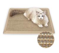 FUKUMARU Tapis griffoir pour Chat - 60 x 40 cm - en sisal Naturel - Tapis à gratter Horizontal pour Chat - Protège Les Tapis et Les canapés (crème - épais)