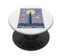 Fukuoka Tower Japan Seaside Landmark, Coucher du Soleil, Baie de Hakata PopSockets PopGrip Adhésif