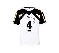 Fukurodani Kotaru Bokuto T-Shirt Cosplay Costume de Volleyball Équipe Maillot N°4 Blanc - Blanc - Small