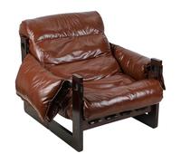 Fukursul Fauteuil inclinable du Milieu du siècle, Fauteuil inclinable Manuel, Support Ergonomique, Cadre en Bois Dur Robuste, Assemblage Facile, pour Chambre à Coucher, Bureau à Domicile, Marron M