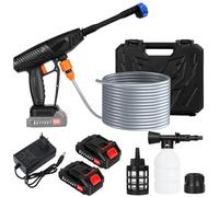 Fukursul Nettoyeur Haute Pression sans Fil avec Buses réglables 6 en 1, Moteur en cuivre amélioré et Batterie Rechargeable de 1,5 Ah pour Le Nettoyage de la Voiture, l'arrosage du Jardin Noir