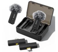 FULAIM Micro Cravate sans Fil pour iPhone Samsung Android Phone, USB C Mini Micro Cravate à Réduction de Bruit avec étui de Chargement All-in-One pour Streaming Vidéo Interview TikTok Youtube