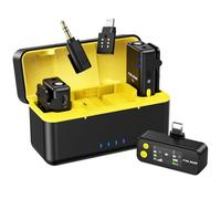 FULAIM X5M Microphone sans Fil 3-en-1, Micro Cravate Portable avec Réduction de Bruit, Transmission 200m, Compatible avec iPhone/Android/Caméra/PC, 18h Autonomie, Plug & Play avec Étui de Charge