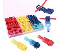 FULARR 110Pcs (55 Paires) Premium T-Tap Fil Électrique Connecteur Set, T-Tap Rapide Epissure Bornes et Entièrement Isolés Mâles Bornes Kit -- Rouge 40Pcs, Bleu 40Pcs, Jaune 30Pcs