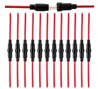 FULARR® 12Pcs Professionnel 6X30mm Voiture Verre Tube Porte-Fusible, 32V 20A Porte-Fusible de Type à Vis en Ligne, avec 16 AWG Fils -- Noir
