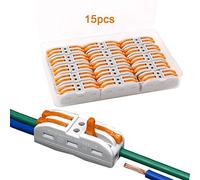 FULARR® 15Pcs Premium SPL-2 Levier-Ecrou Fil Connecteur Set, 2 Voies 4 Ports Conducteur Compact Fil Connecteurs, Compact Connecteur Ressort Bornier