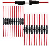 FULARR® 20Pcs Professionnel Voiture Verre Tube Porte-Fusible Set, 32V 20A Porte-Fusible de Type à Vis en Ligne, avec 16 AWG Fils (10Pcs 5X20mm + 10Pcs 6X30mm)