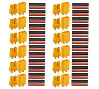FULARR® 24Pcs Premium XT30 Batterie Connecteur, 12 Paires XT30 Mâle Femelle Bullet Connecteur avec Thermorétractable Tube, pour RC Lipo