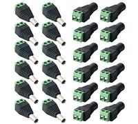 FULARR® 24Pcs Professionnel DC Connecteur Plug, Barrel 12V DC Power Jack Connecteur Adaptateur, 12 Paires 2 Broches Mâle Prise & Femelle Jack Kit, pour CCTV Caméra LED Bande (5.5 X 2.1mm)