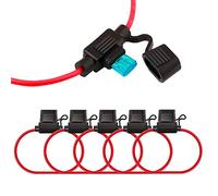 FULARR® 5Pcs Premium ACS Petit Etanche en Ligne Lame Porte-Fusible avec 16 AWG Harnais, Gratuits 15Pcs Mini Lame Fusible + 1Pcs Fusible Extracteur + 5Pcs Fil Attaches -- 12V / 24V