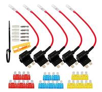 FULARR® 5Pcs Premium ACU Moyen Add-A-Circuit Porte-Fusible, Lame Style Fusible Tap Adaptateur, avec Gratuits Standard Lame Fusible X 15Pcs, Fusible Extracteur X 1Pcs, Fil Attaches X 5Pcs -- 12V / 24V