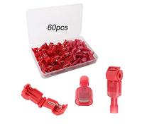 FULARR 60Pcs (30 Paires) Prime T-Tap Fil Électrique Connecteur Set, T-Tap Rapide Epissure Bornes et Entièrement Isolés Mâles Bornes Kit -- Rouge
