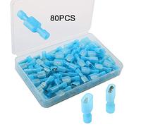 FULARR 80Pcs Connecteur Entièrement Isolé, Borne Fil Entièrement Isolé, Nylon Mâle/Femelle Rapide Câblage Débranche Bêche Bornes Set -- 10A / 16-14 AWG, 40 Paires Bleu