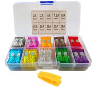 Fularr 80pcs Professional Voiture Fusible, Standard Lame Fusibles Assortiment Kit, Avec Remplacement Fusibles Extracteur & Boîte Rangement 2a / 3a / 5a / 7.5a / 10a / 15a / 20a / 25a / 30a / 35a