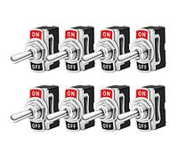 FULARR 8Pcs Professionnel Voiture Commutateur à Levier, ON-OFF 2 Positions 2 Broches SPST Métal Interrupteur Bascule, pour Bateau Auto Camion -- 10A 125VAC / 6A 250VAC