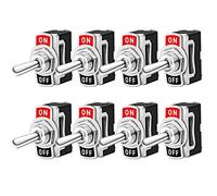 FULARR 8Pcs Professionnel Voiture Commutateur à Levier, ON-OFF 2 Positions 2 Broches SPST Métal Interrupteur Bascule, pour Bateau Auto Camion -- 15A 250VAC / 20A 125VAC