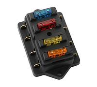 FULARR Premium Boîte à fusibles standard à 4 voies générique avec 10 fusibles gratuits en tôle standard pour voiture bateau marine Trike - 12 V/24 V