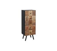 FULBERT - Chiffonnier 5 Tiroirs Acier et Bois Massif -