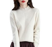 FULBHPRINT Pull en cachemire Automne Hiver pour femme Col mi-haut Chaud Tricot Manches longues Décontracté