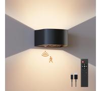 FULEN Applique Murale à Détecteur de Mouvement avec Télécommande, 3 Couleurs,Lumière Murale sans fil LED, Applique Murale Haut et bas, Batterie Rechargeable 5000mAh, Alimentation par Batterie,1 Pièces