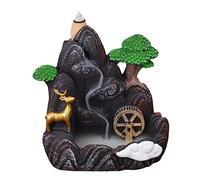 Fulenyi Brûleur D'encens À Reflux Cascade, Porte-encens À Refoulement en Résine, Porte-cône D'encens Fontaine De Fumée pour La Décoration Intérieure Élimine Les Odeurs Et L'air