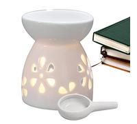 Fulenyi Cire à Fondre pour Bougie Chauffe-Plat,Brûleur à Huile évidé en céramique pour Huile parfumée - Four décoration la Maison Huile Essentielle encens diffuseur d'arô e poêle à