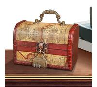 Fulenyi Coffre en Bois avec Serrure, Petit Coffre en Bois - Boîte de Coffre en Bois Vintage avec Serrure et poignée,Boîte au trésor pour Bijoux, Jouets, Cadeaux et décoration de la Maison, Coffre en