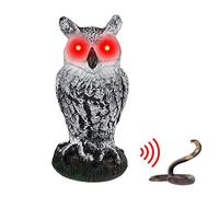 Fulenyi Répulsi f Pigeon - 27cm Effaroucheur d'oiseaux Forme d'Hibou avec Yeux Lumineux et Son Hululant, Anti-Oiseaux epouvantail- pour éloigner Pigeons Corbeau et Plus
