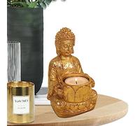 Fulenyi Statue Bougeoir Bougie Chauffe-Plat Bouddha - Porte-Bougie Chauffe-Plat en résine Figurine Bouddha en méditation - méditation priant Bouddha décor pour Maison Jardin Patio intérieur