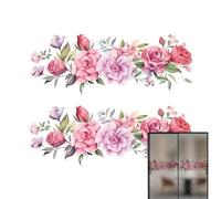 Fulenyi Stickers Fleurs pour Murs,Stickers Fleurs pour Mur,Fleurs peler et Coller Fond | Pivoine Aquarelle Stickers muraux pivoines Fleurs Feuilles Chambre Stickers muraux peler et Coller