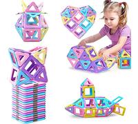 FULFANLIY Blocs de Construction magnétiques Tuiles magnétiques Aimant éducatif Jouets pour Enfants Développement de l'apprentissage Ensemble de Construction de Construction