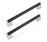 FULGENTE 10 Pack Brushed Square Cabinet Handle Stainless Steel Drawer Pulls for Kitchen Bathroom Cupboard Cabinet (Hole Spacing: 7-1/2" (192mm), Matte Black Flat)