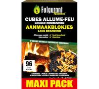 Fulgurant - Cubes Allume-Feu, d'origine naturelle, longue combustion, sans odeur, tous types de feu et BBQ, 96 pièces