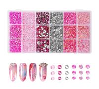 FULHANY 12000pcs Strass,Rhinestone,Strass Rose,Peut êTre Utilisé Pour Les Ongles, Les VêTements, Le Visage, Les Chaussures Cadeaux D'Artisanat Diy