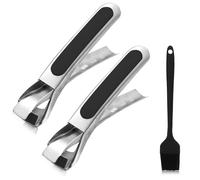 FULHANY 2 PièCes Pince Pour Plat Chaud Air Fryer - Pince Pour Air Fryer- Pince Plats Chauds - Convient Pour La Friteuse à Air Chaud, Le Four, La Casserole, éQuipéE D'Une Brosse En Silicone (Noir)
