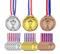 FULHANY 21 PièCes Medaille - Medaille Enfant - Ensemble De MéDailles d'or, d'argent Et De Bronze, Adapté à La DéCoration De FêTe, Style Olympique, Prix De Gloire des Gagnants, avec Un Ruban De 75 Cm