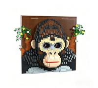 FULHOLPE Construction de Modèle en 3D, 1810 Pièces Micro Chimpanzés Maquette Jeu de Construction, Décoration Murale 3D ou de Table Créativité Cadeau pour Adolescents et Adultes