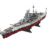 FULHOLPE Cuirassé Bismarck Maquette Blocs de Construction, MOC Militaire Navire de Guerre Bismarck Modèle Jouet de Construction Compatible avec les Grandes Marques - 2081 Pièces
