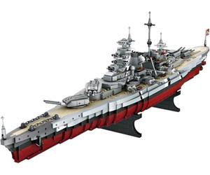 FULHOLPE Cuirassé Bismarck Maquette Blocs de Construction, MOC Militaire Navire de Guerre Bismarck Modèle Jouet de Construction Compatible avec les Grandes Marques - 2081 Pièces