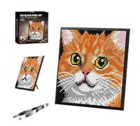 FULHOLPE Murale Chat Blocs de Construction, 3623 Pièces DIY Pixel Art Chat Roux Mini-Ensemble de Construction, Décoration Murale ou de Table Unique, Cadeau d'anniversaire Créatif pour Adolescents