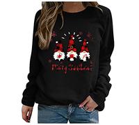 Fulidngzg Pull Noel Femme - Drole Sweat Noël, Pull Moche De Noel, Ugly Sweat-Shirt Noël à Manches Longues et imprimé GNOME, Oversize col Rond Hiver Chaud Polaire Merry Christmas Sweatshirt