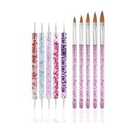 FULINJOY Lot de 10 outils de pointillage, 5 stylos à double extrémité et 5 pinceaux pour nail art