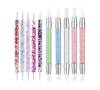 FULINJOY Lot de 10 stylos de sculpture sur ongles en gel acrylique, pinceaux à double extrémité en silicone pour la conception des ongles, la sculpture sur ongles, le dessin et l'effet 3D