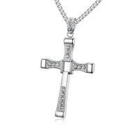 FULISONG Collier croix en argent sterling 925 Dominic Toretto Vin Diesel dans Fast and Furious Collier Cadeau for tous(16G,70cm)