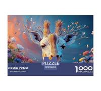 Full-Body Portrait of A Giraffe 1000 Pièces Carton Extra-épais Coffret De Puzzles Floral Deer Stimulant Et Éducatif Jeu Créatif Puzzles pour Adultes Et Enfants 38x26cm/1000pcs